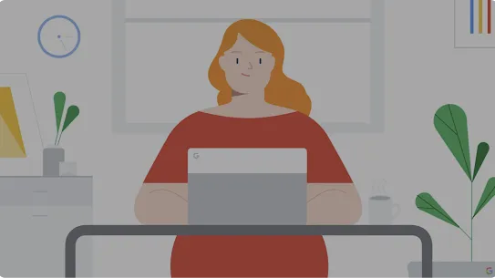 パソコンで作業している女性のイラスト