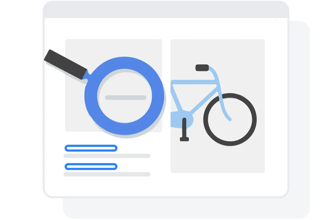 自転車の検索結果を調べる虫メガネのイラスト
