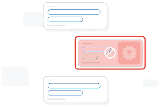 Google のスパム検出技術によってブロックされる虚偽のウェブサイトのイラスト
