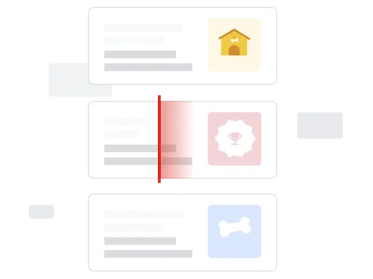 Google が検索結果を自動的に精査している様子を示すイメージのコラージュ