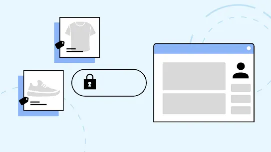 An image of web ads and a web browser with a lock in the center that represents privacy technology enhancements.