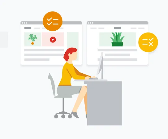 Une personne assise devant son ordinateur recherchant des informations sur les plantes d'intérieur
