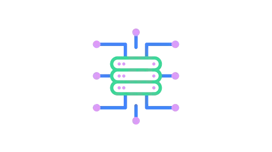 A server with lines coming towards it from all directions, representing the aggregation of data across many users.