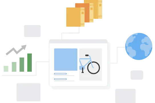 Google の検索インデックスがカバーしているさまざまなソースのイラスト
